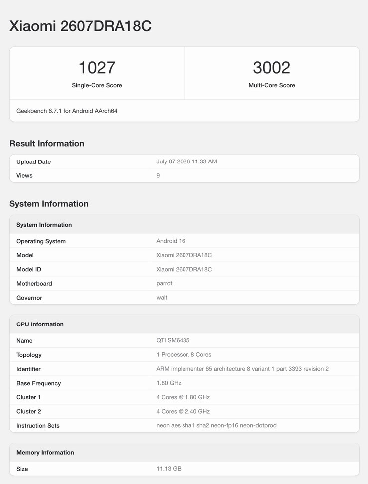 Geekbench-uppgifter om en kommande Xiaomi-mobil.