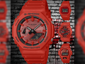 Från vänster till höger (medurs), Casio GA-2100RRB-4A, DW-5600RRB-4, GA-110RRB-4A och DW-6900RRB-4. (Bildkälla: @geesgshock på Instagram)