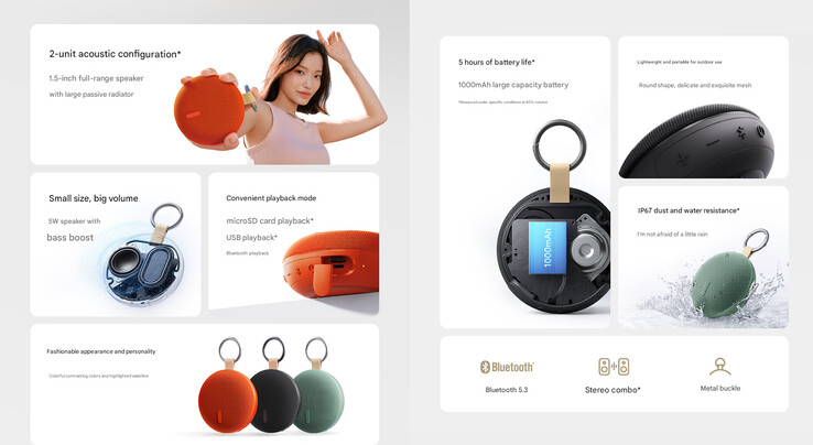 Huvudhöjdpunkterna i Redmi Bluetooth Speaker 2 (Bildkälla: Xiaomi - maskinöversatt)