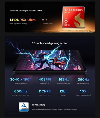 SoC, RAM, lagring och skärmdetaljer för Lenovo Legion Y700 4: e generationen (Bildkälla: Lenovo - maskinöversatt)