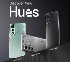 Tecno Pova Curve 5G finns i färgerna magiskt silver, neoncyan och geek svart (Bildkälla: Tecno)