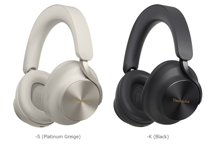 Hörlurarna Technics A1000 finns i Platinum Greige (EAH-A1000-S) (till vänster) eller Black (EAH-A1000-K).