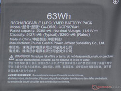 63 Wh-batteri i Gigabyte Aero 14 OLED