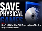 En kampanjbild för petitionen ”Don't Kill The Disc” till förmån för fysiska PlayStation-spel 
