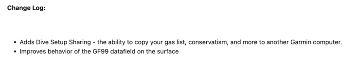 Release Notes för programvara v25.21 för dykdatorn Garmin Descent G2