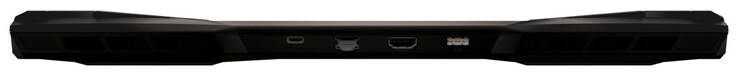 Baksidan: Thunderbolt 4 (USB-C; DisplayPort), 2,5 Gb/s Ethernet, HDMI, AC-adapter