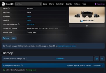 Uppdatering av utgivningsdatum för Steam Frame på SteamDB