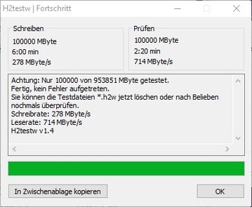 h2testw med 100 GB