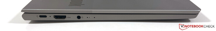Till vänster: USB-C 3.2 (Gen.2, 10 GBit/s, DisplayPort ALT mode 1.4, Power Delivery), HDMI 2.0b, 3,5 mm ljud