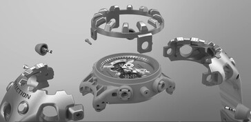 Den djärva designen av GA-V01-klockan börjar med minimala dekorativa element och en betoning på de skyddande som finns kvar. (Bildkälla: Casio)