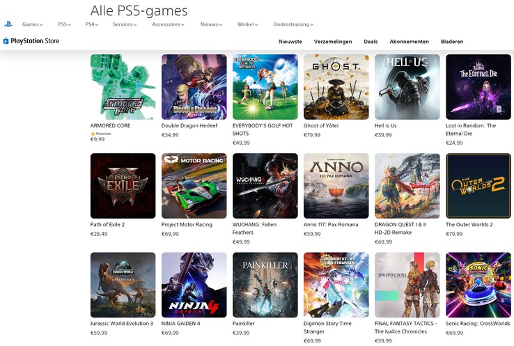 Holländska PlayStation Store-priser (Bildkälla: skärmdump, Sony PlayStation)