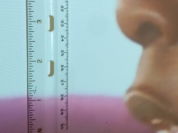 Pixlarna är synliga på ett 6-tums betraktningsavstånd men vanligtvis inte längre än 3,3 ft. (Bildkälla: Notebookcheck)