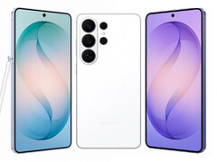 Galaxy S26 Ultra i tre av de efterlängtade lanseringsfärgerna.