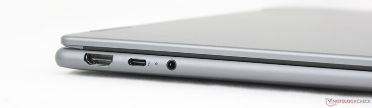 Vänster: HDMI 1.4b, USB-C 4.0 med Thunderbolt 4, DisplayPort 2.1 + Power Delivery 3.0, 3,5 mm headset