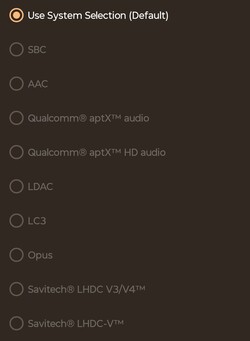 Tillgängliga Bluetooth-ljudcodecs