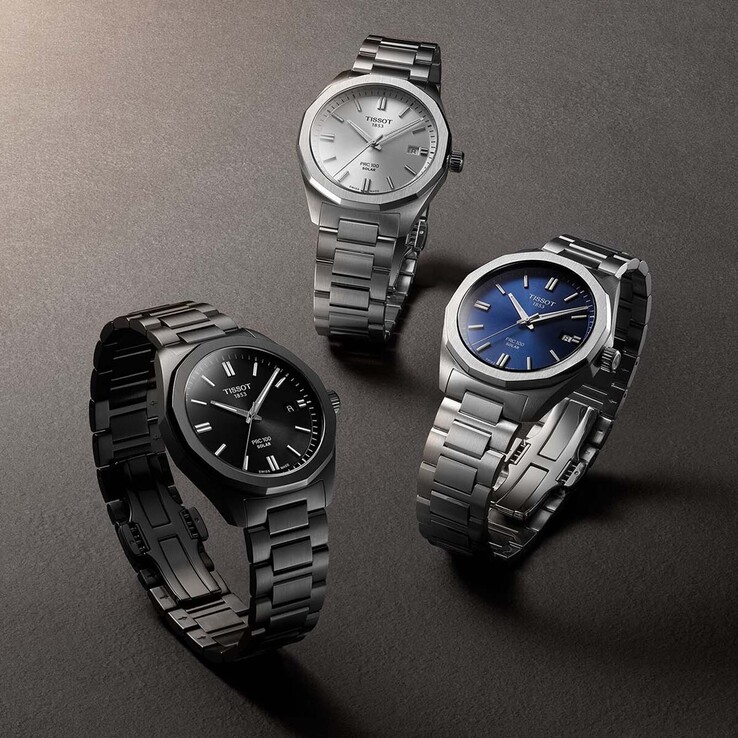 Tissot PRC 100 Solar finns i färgvarianterna silver, blå och svart urtavla (Bildkälla: Tissot)