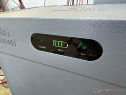 En liten display på SolarFlow 2400 Pro ger information om laddningsstatusen