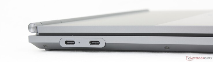 Vänster: USB-C Thunderbolt 4 med DisplayPort 2.1 + Power Delivery, 3,5 mm headset