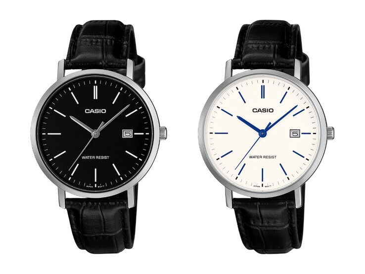 Från vänster till höger: Casio MTP-VT05L-1E och MTP-VT05L-7E klockor