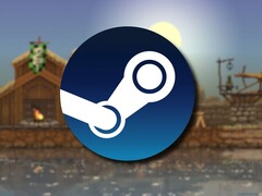 En bild som visar Steam-logotypen och spelet Kingdom: New Lands, som för närvarande säljs med 90 % rabatt.