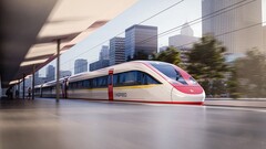 Rendering av ett Vinspeed-tågsätt från Siemens Mobility. Tåget kommer att använda Velaro Novo-plattformen