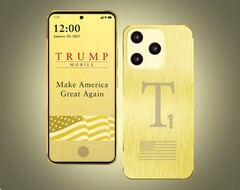 Trump T1 Phone marknadsfördes med den här bilden, men den faktiska produkten kan se helt annorlunda ut.