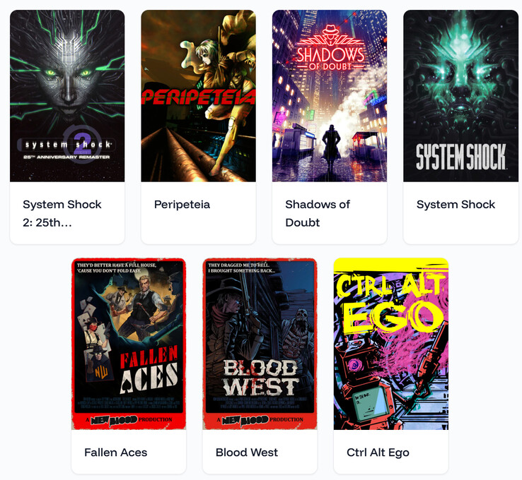 Alla spel som ingår i Return of the Immersive Sim-paketet (Bildkälla: Digiphile)