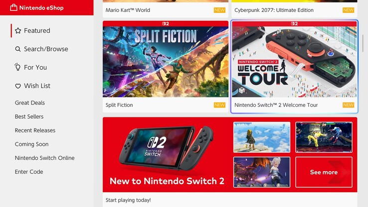 Förändringar i Nintendo eShop marknadsförs innan Switch 2 släpps (Bildkälla: Nintendo of America med redigeringar)
