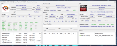 AMD Ryzen 5 7520U HWInfo Sammanfattning