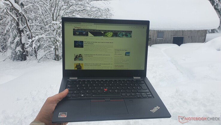 Användning utomhus (skärmfärgerna visas förvrängda med snövit bakgrund)
