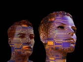 Människoansikten med kretsmönster som symboliserar artificiell intelligens (Bildkälla: Gerd Altmann från Pixabay)