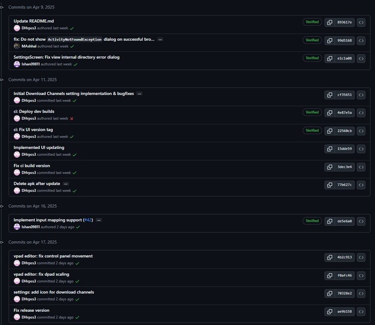 Alla ändringar som gjorts i den nya versionen av RPCSX-UI-Android (Bildkälla: GitHub)