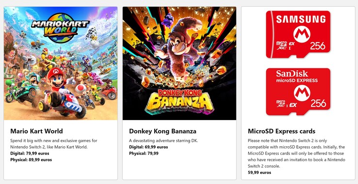 Mario Kart World Donkey Kong Bananza Spanien prissättning (Bildkälla: Nintendo Store)