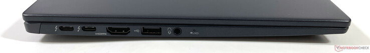 Vänster: 2x USB-C med Thunderbolt 4, HDMI 2.0, USB-A 3.2 Gen.1, 3,5 mm ljud