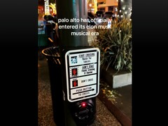 En TikTok (skärmdump) som visar den hackade knappen för övergångsställe i Palo Alto. (Bildkälla: rosecampau på TikTok)