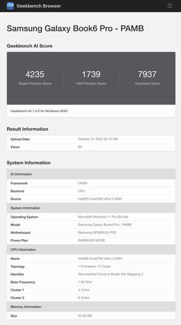 (Bildkälla: Geekbench)