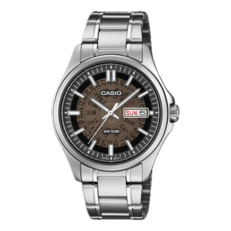 Casio MTP-E740-1AV med en brun, genomskinlig urtavla.