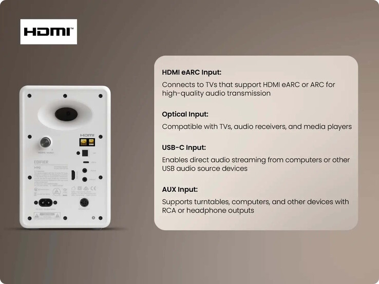 Edifier M90 erbjuder ett brett utbud av ljudingångar