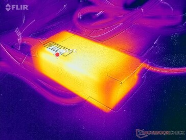 AC-adaptern når över 44 C vid krävande belastningar