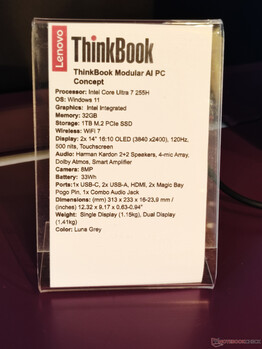 Lenovo ThinkBook Modular AI PC konceptspecifikationer