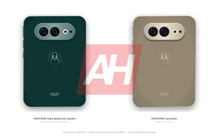 Inofficiell rendering av Motorolas breda vikbara mobiltelefon.
