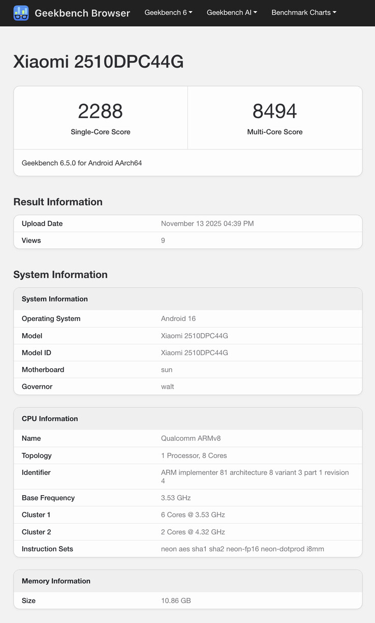 (Bildkälla: Geekbench)