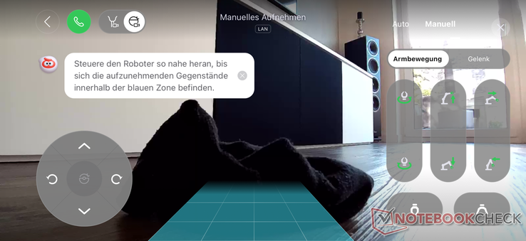 Manuell styrning av OmniGrip-armen