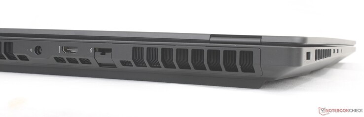 Baksida: nätadapter, HDMI 2.1, RJ-45 (2.5 Gbps)