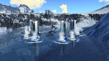 En bild som visar byggnader i Anno 2205.
