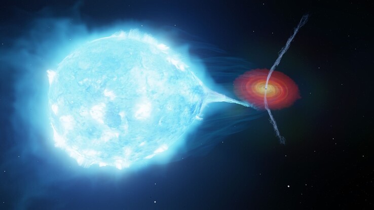 En illustration som visar Cygnus X-1-systemet.