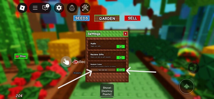 Ange koden och klicka på "anspråk" (Bildkälla: Roblox)
