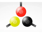 En produktbild som visar Googles Chromecast 2 i olika färger. (Bildkälla: Google)