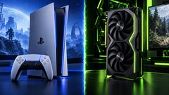 AI-genererade renderingar av PS6 och Nvidias RTX 6060-GPU.