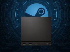 Valve Steam Machine ses framför Steam-logotypen